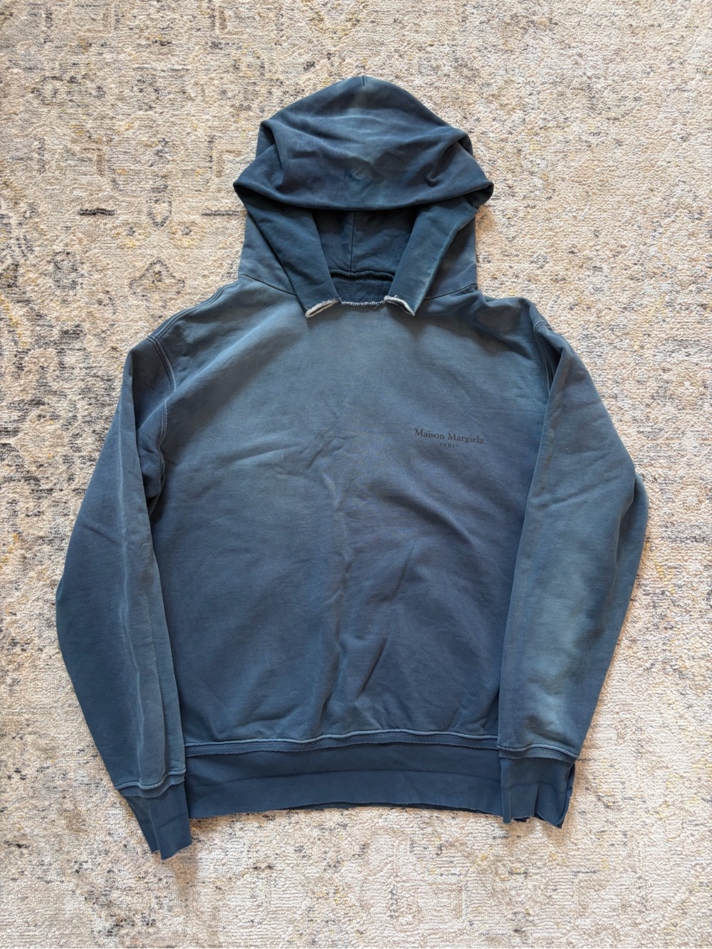 Maison Martin Margiela Hooded Sweatshirt Distressed Blue